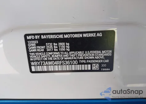 2024 BMW I4 Gran Coupe Edrive40 z USA, uszkodzony, nr VIN WBY73AW04RFS36100